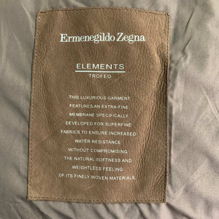 ERMENEGILDO ZEGNA Size 38 Navy Brown Quilted Wool Cotton Jacket