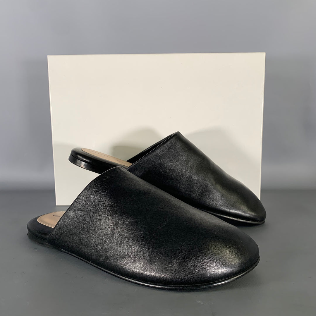 CARVEN Size 10 Black Leather Lambskin Slippers Flats