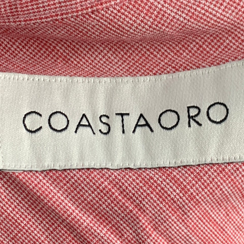 COASTAORO Size XXL Red White Checkered Cotton Short Sleeve Shirt