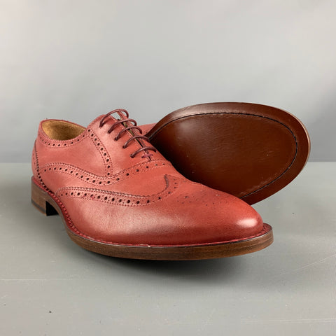 PAUL SMITH Size 8 Red Brick Perforated Leather Wingtip Lace Up Shoes