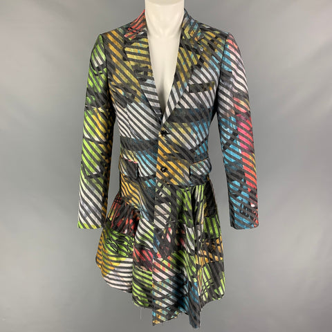 COMME des GARCONS HOMME PLUS Size M Multi-Color Stripe Wool Flared Coat