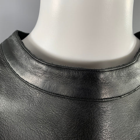 EMMA COOK Size 8 Black Leather Viscose Blend Long Sleeve Dress Top