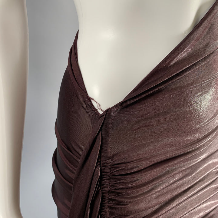 RICK OWENS Size 4 Purple Viscose Blend Draped One Shoulder Cocktail Dress
