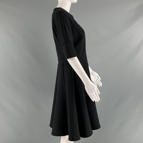 SPORTMAX Size L Black Nylon Eastane Short Sleeve Dress