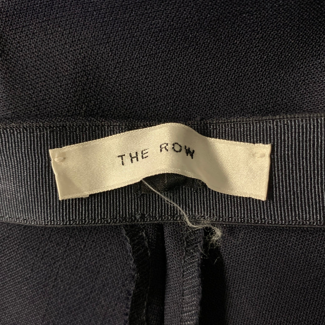 THE ROW Size 14 Navy Wool Elastane Side Zipper Pintuck Pants