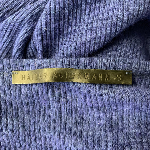 HAIDER ACKERMANN Size S Blue Ribbed Knit Wool Blend Raglan Pullover
