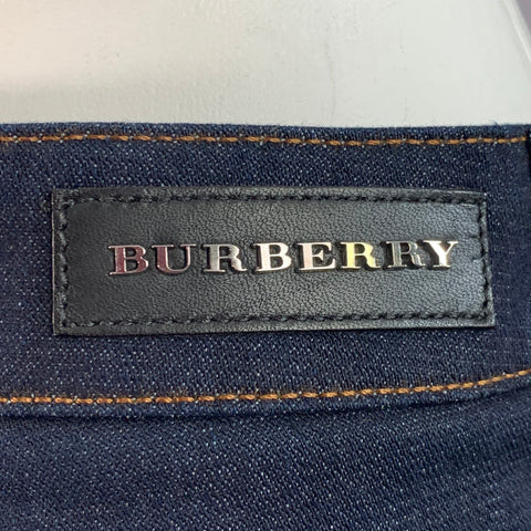 BURBERRY LONDON Size 27 Blue Indigo Cotton Blend Contrast Stitch Wide Leg Jeans