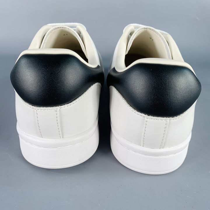 RAF SIMONS Size 8 Orion White Black Leather Lace-Up Low Top Sneakers