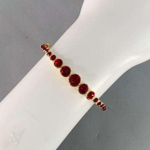 GIVENCHY Red Gold Rhinestones Cuff Bracelet