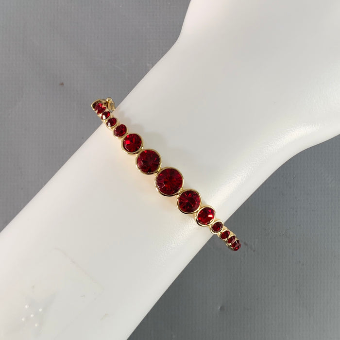 GIVENCHY Red Gold Rhinestones Cuff Bracelet