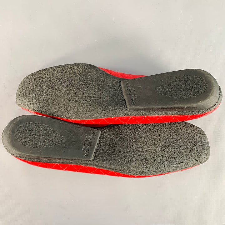 PAUL MAYER Size 9 Red Patent Leather Quilted Bow Flats