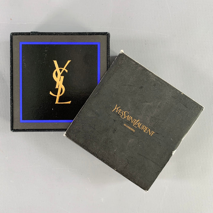 YVES SAINT LAURENT Gold Blue Circle Tie Clip