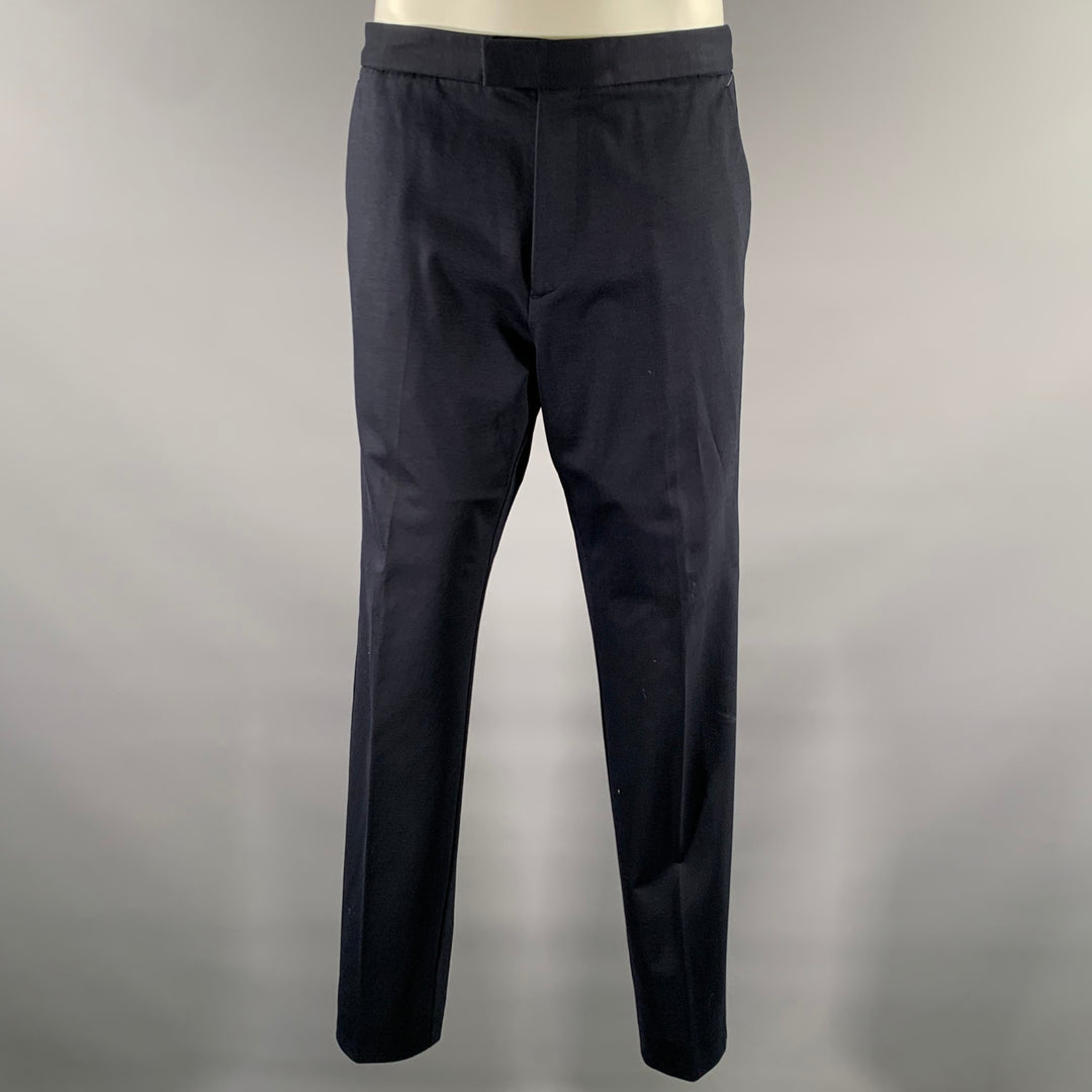 THEORY Size 42 Navy Solid Cotton Polyester Notch Lapel Suit
