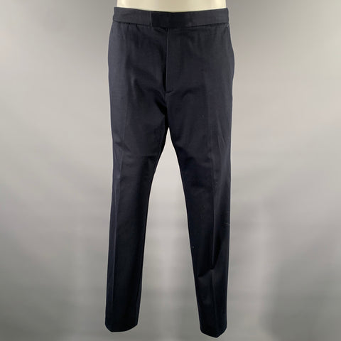 THEORY Size 42 Navy Solid Cotton Polyester Notch Lapel Suit
