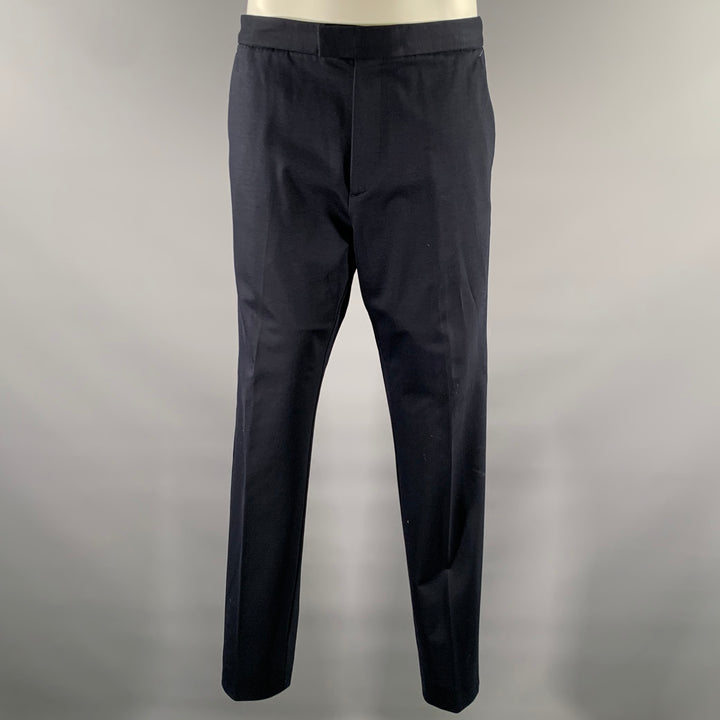 THEORY Size 42 Navy Solid Cotton Polyester Notch Lapel Suit