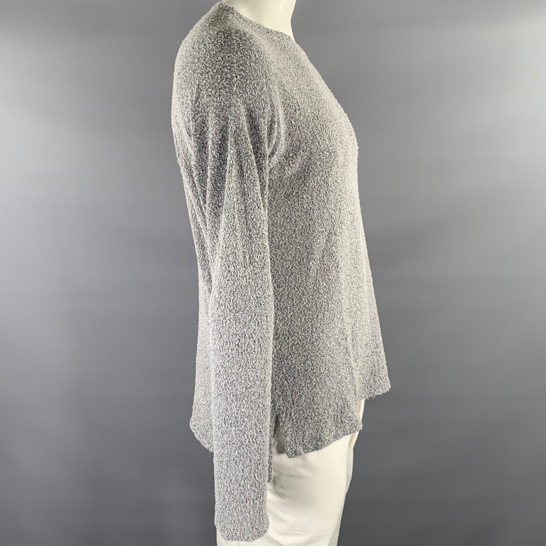 JOHN ELLIOTT Size L Grey Black Textured Cotton Nylon Boat Neck Pullover