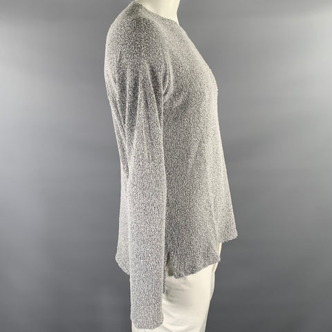 JOHN ELLIOTT Size L Grey Black Textured Cotton Nylon Boat Neck Pullover