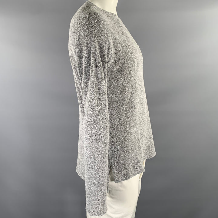 JOHN ELLIOTT Size L Grey Black Textured Cotton Nylon Boat Neck Pullover