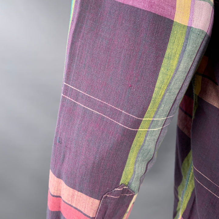 GITMAN BROS Size M Multi Color Madras Plaid Cotton One Pocket Long Sleeve Shirt