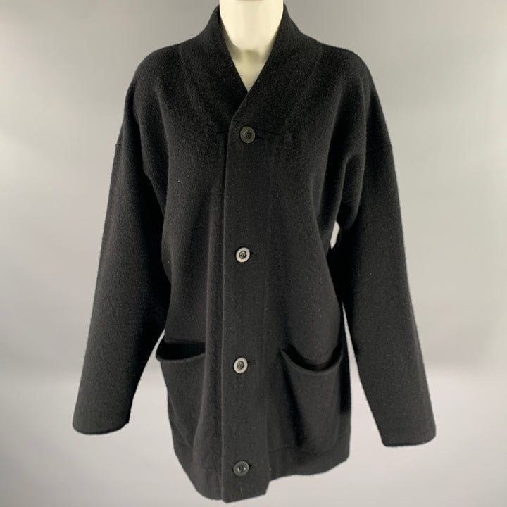 TOOGOOD Size M Black Felted Wool Long Cardigan