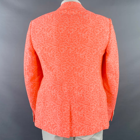 JIL SANDER Size 42 Pink White Textured Abstract Floral Cotton Blend Peak Lapel Sport Coat