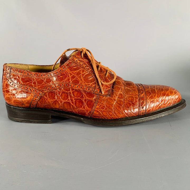 FORLI Size 10 Brown Tan Cap Toe Lace-Up Shoes