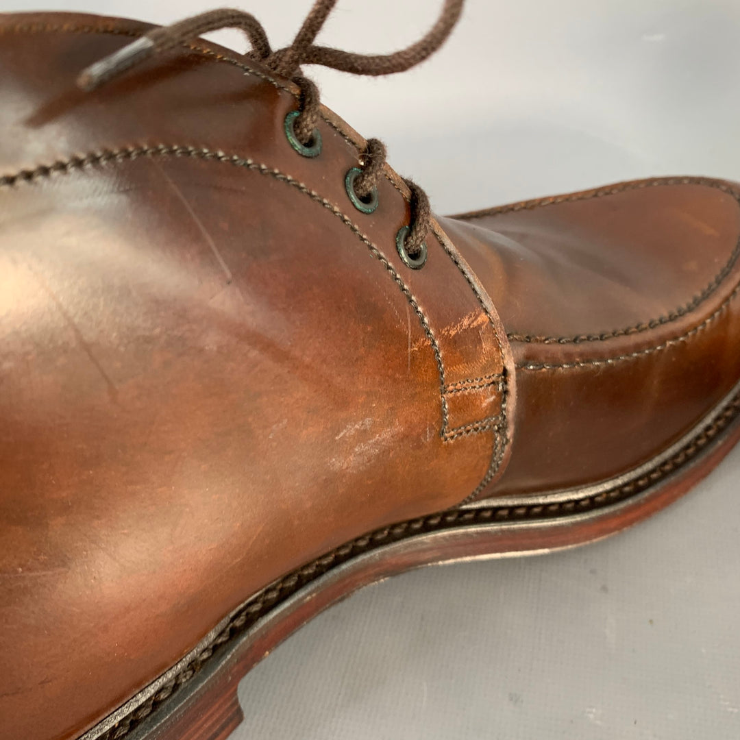 RALPH LAUREN Size 10.5 Gifford Brown Cordovan Leather Lace-Up Ankle Boots