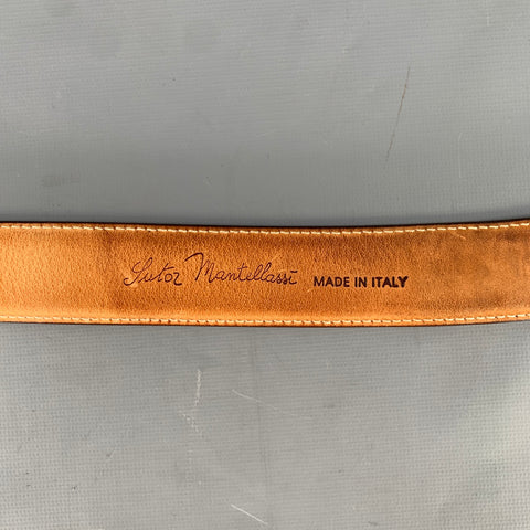 SUTOR MANTELLASSI Size 38 Brown Distressed Leather Belt