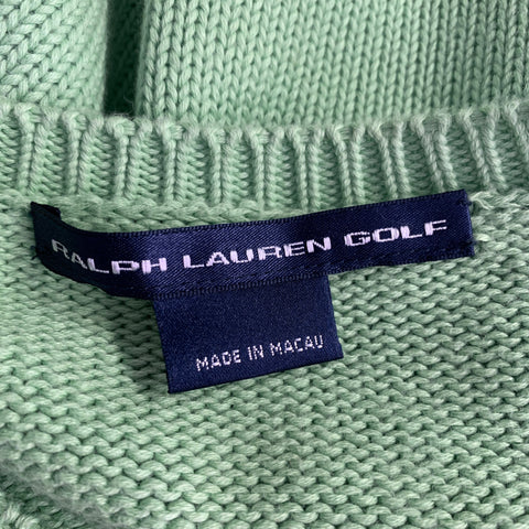 RALPH LAUREN Size L Green Cotton Knit V-Neck Sweater