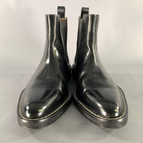 AMI by ALEXANDRE MATTIUSSI Size 7 Black Leather Pull On Boots