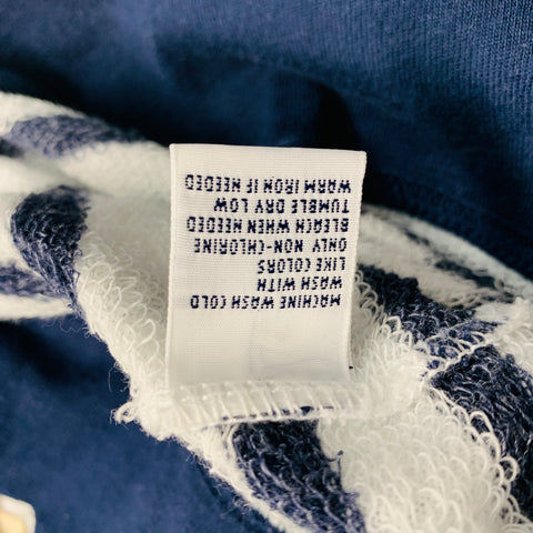 RALPH LAUREN Size L White Navy Stripe Cotton Blend Crew Neck Pullover