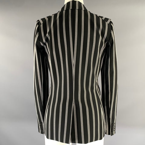 VERONICA BEARD Size 4 Black White Striped Polyester Viscose Blazer
