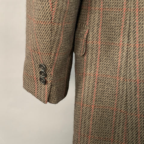 LUCIANO BARBERA Size 44 Regular Brown Red Plaid Wool Cashmere Sport Coat