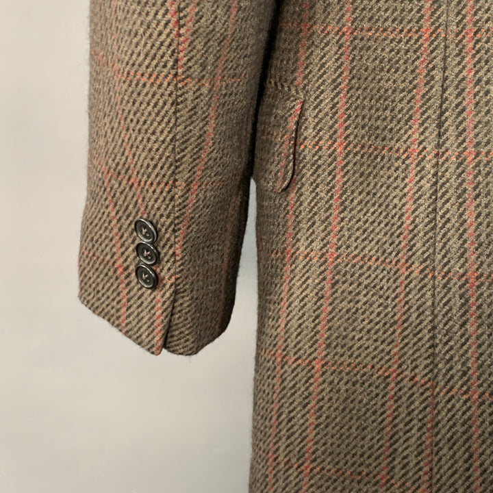 LUCIANO BARBERA Size 44 Regular Brown Red Plaid Wool Cashmere Sport Coat