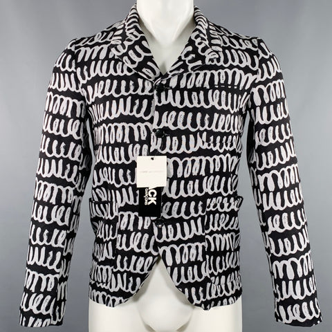 COMME des GARCONS 2019 Size S Black White Print Polyester Jacket