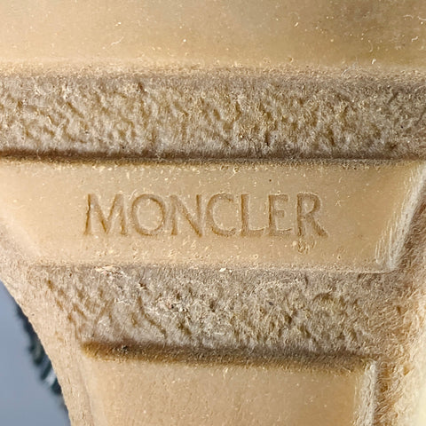 MONCLER Size 10 Black Brown Leather Knee High Crepe Sole Wedge Boots