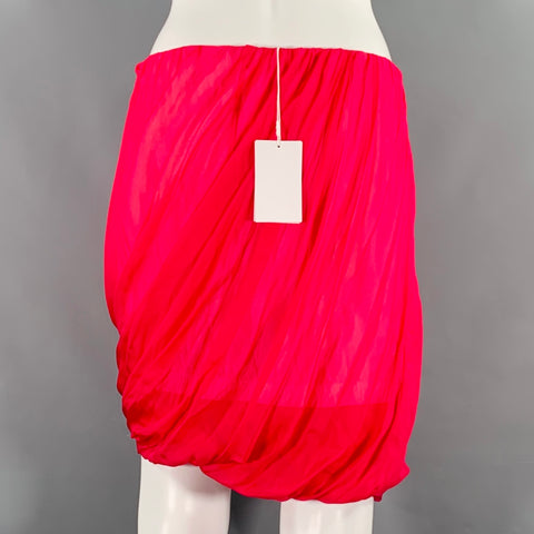 HELMUT LANG Size S Pink Silk Bubble Hem Skirt