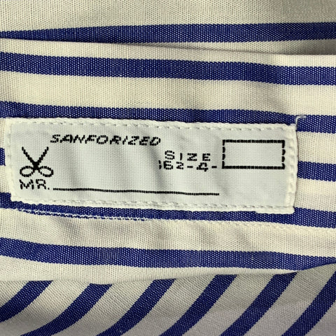 I.MAGNIN Size L Navy White Stripe Cotton Pointed Collar Long Sleeve Shirt