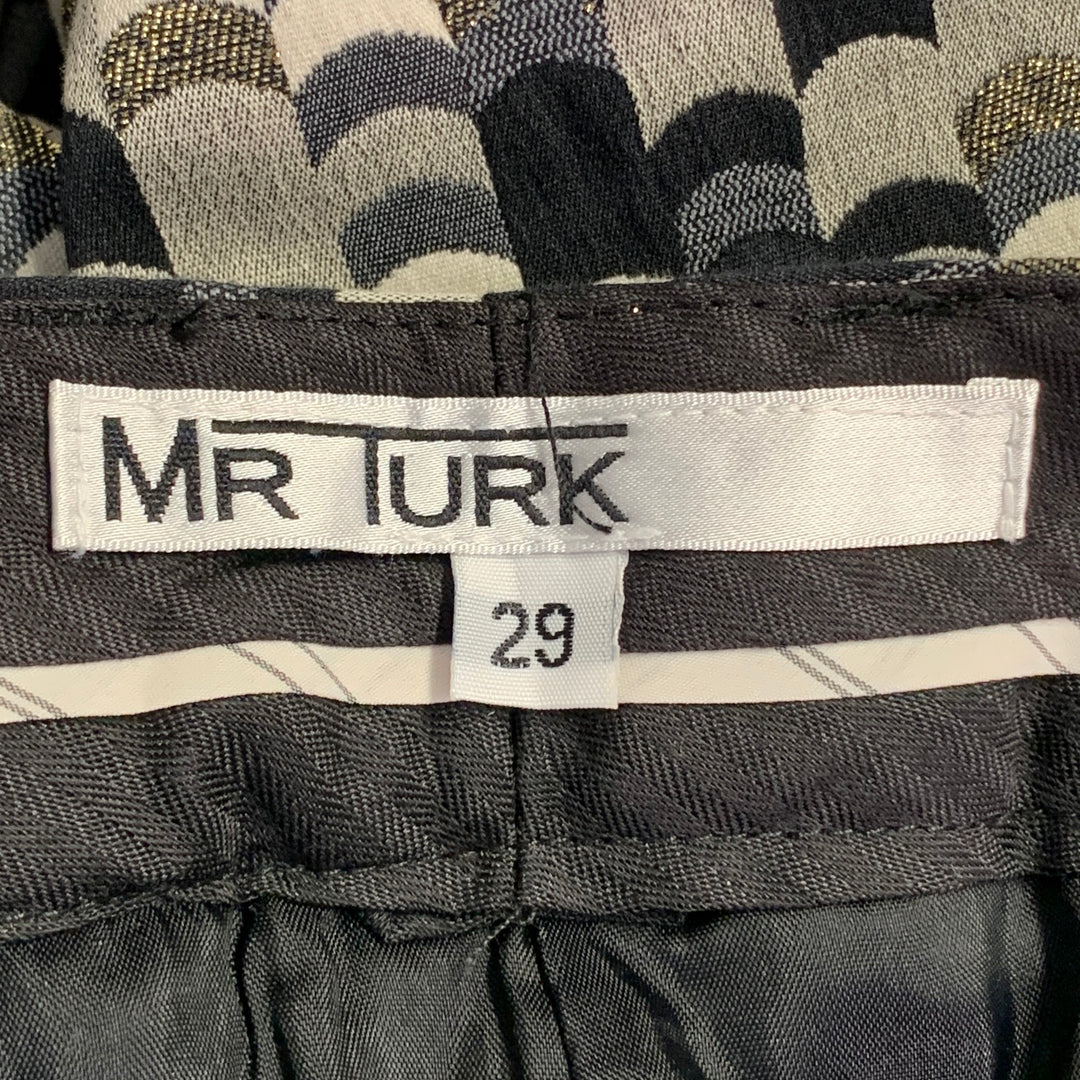 MR TURK Size 36 Regular Grey Black Gold Scales Jacquard Cotton Blend Suit