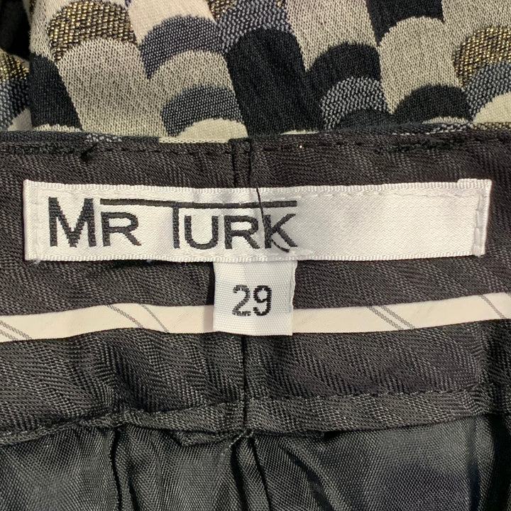 MR TURK Size 36 Regular Grey Black Gold Scales Jacquard Cotton Blend Suit
