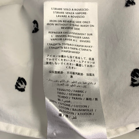 MCQ by ALEXANDER MCQUEEN Size L White Black Birds Cotton Long Sleeve Shirt
