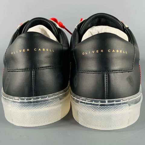 OLIVER CABELL Size 11 Black Multi Color Leather Color Block Lace-Up Sneakers