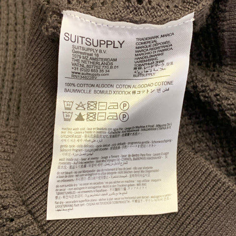 SUITSUPPLY Size L Brown Rib Knit Mesh Cotton Lightweight Polo