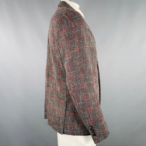 ERMENEGILDO ZEGNA Size 44 Grey Burgundy White Tweed Sport Coat