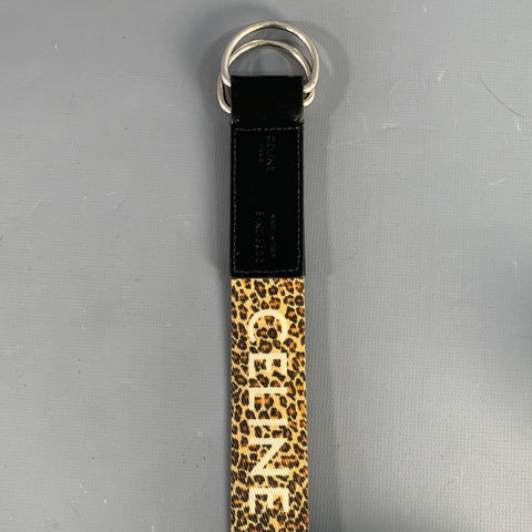CELINE Waist Size S Beige Brown & White Animal Print Canvas Belt