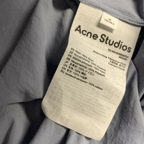 ACNE STUDIOS Size M Blue Light Blue Nylon Zip Long Sleeve Shirt