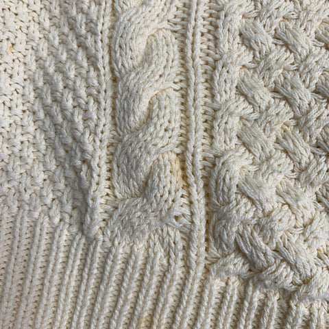 POLO by RALPH LAUREN Size L Cream Cable Knit Cotton Crew Neck Sweater