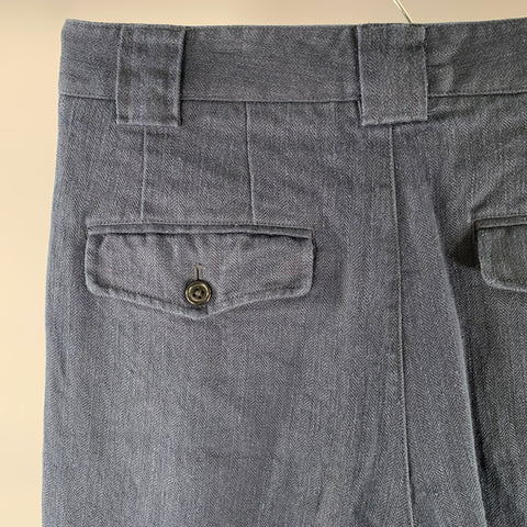 ALEX MILL Size 32 Navy Herringbone Linen Pleated Casual Pants