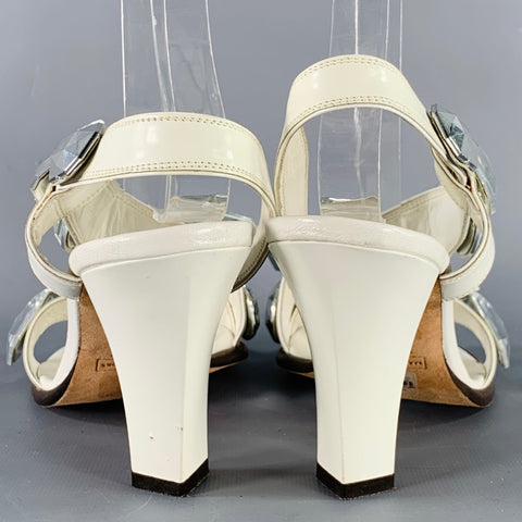 MARC JACOBS Size 6.5 White Silver Leather Strappy Sandals