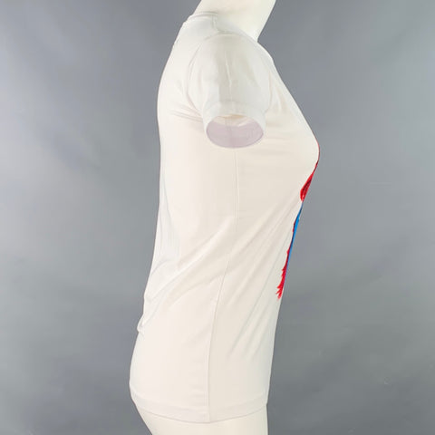 JOHN RICHMOND Size XS White Multi Color Cotton Blend David Bowie Print T-Shirt